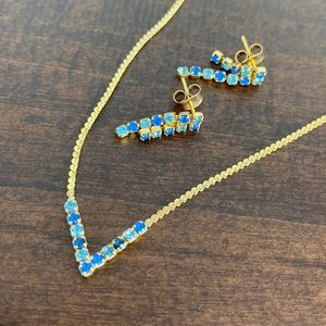 Rhinestone necklace and earrings